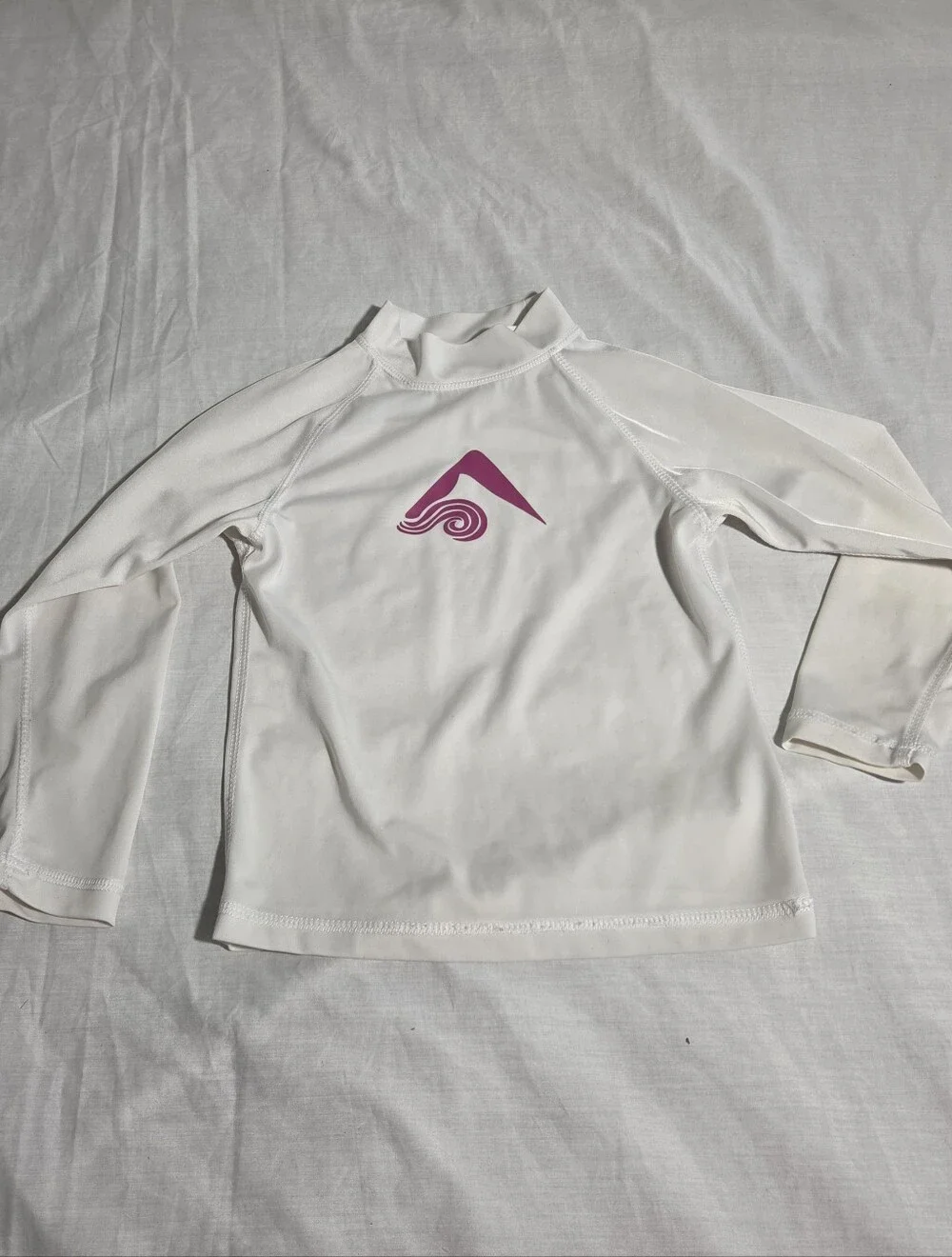 Kanu Surf White Kids Swim Top with Pink Logo